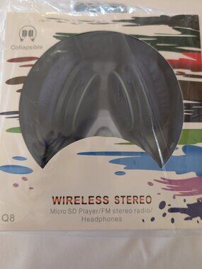 Blue Wireless Stereo Headphones Collapsible